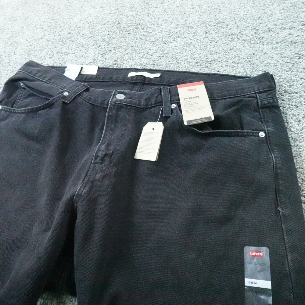 NEW Levis Jeans Womens 18W Dark Black Denim Pants 90s Baggy Wide Leg High Rise